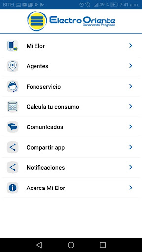 Android application Mi ELOR - Agencia Virtual screenshort