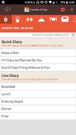 Android application Nourish screenshort