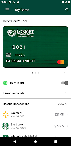 Android application LorMet CardControl screenshort