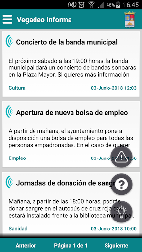 Android application Vegadeo Informa screenshort