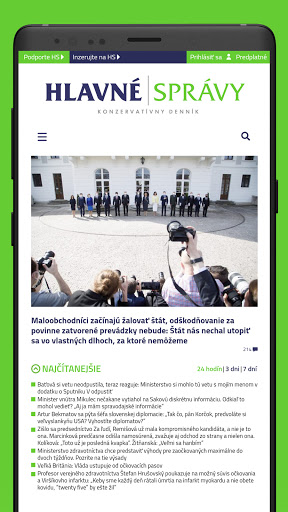 Android application HLAVNÉ SPRÁVY screenshort