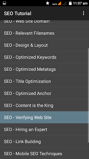 Android application Learn SEO screenshort