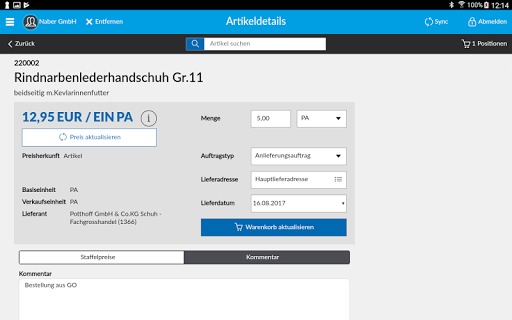 Android application BÄKO Order für gevis ERP|NAV screenshort