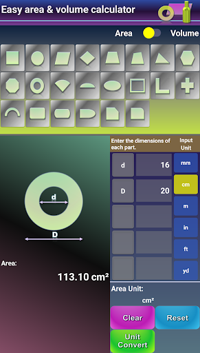 Easy area & volume caclculator Screen 2