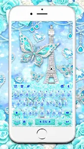 Blue Paris Butterfly Keyboard