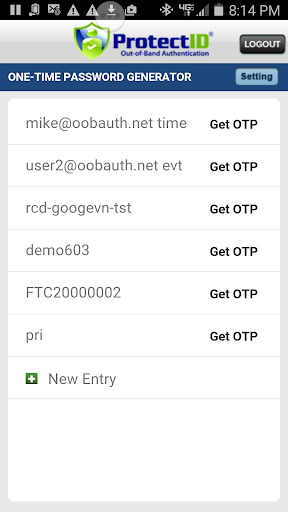 Android application ProtectID Authenticator screenshort