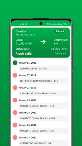 Call Courier Tracking Screen 3