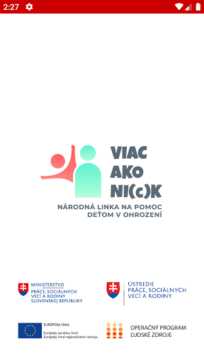 Android application Národná linka na pomoc deťom screenshort