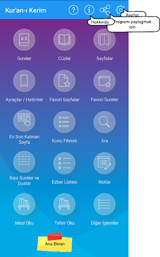 Android application Kur'an-ı Kerim screenshort