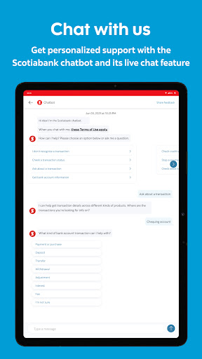 Screenshot of Scotiabank Mobile Banking