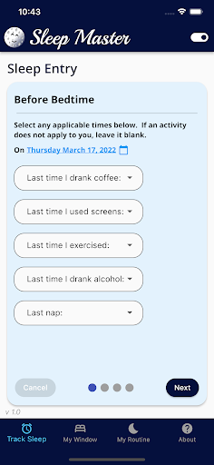 Sleep Master Screen 3