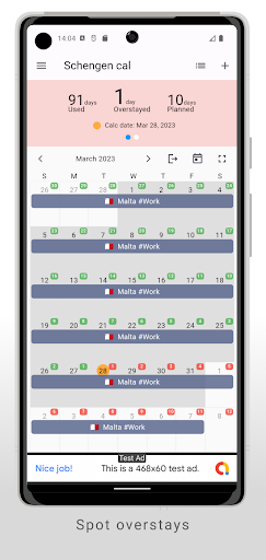 Schengen Calculator Screen 3