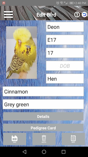 Budgerigar App Screen 2