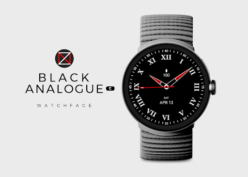 Android application Black Analogue C Watch Face screenshort