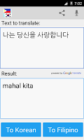 screenshot of Filipino Korean Translator