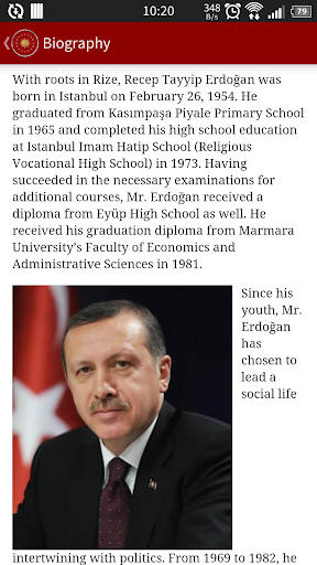 Android application Pres of the Republic of Turkey screenshort