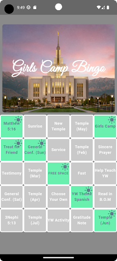 Girls Camp Bingo Screen 3