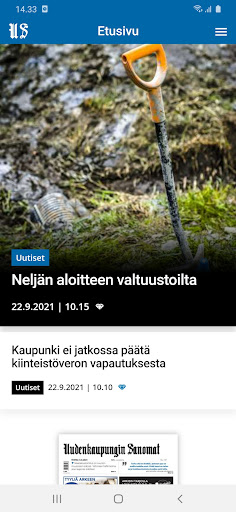 Android application Uudenkaupungin Sanomat screenshort