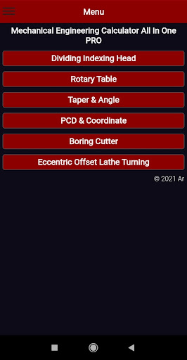 Android application Mechanical Engineering Calc screenshort