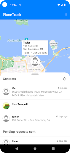 Android application PlaceTrack - Find my Friends screenshort