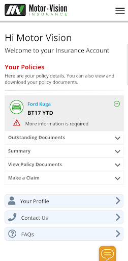 Motor Vision Insurance Screen 2