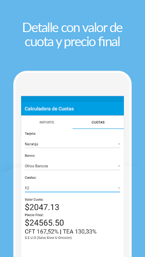 Calculadora Cuotas para MP/ML Screen 2