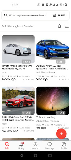 Android application Yallasell screenshort