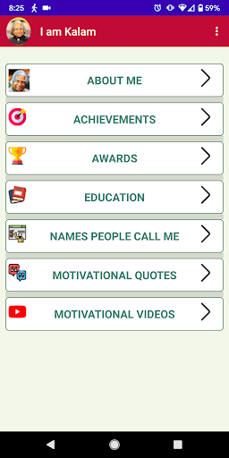 Android application Dr. APJ Abdul Kalam Biography screenshort