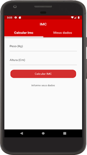 Android application IMC - Índice de massa corporal screenshort