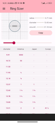 Android application Ring Size Calculator screenshort