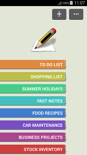 Android application Lists and Notes screenshort