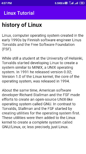 linux tutorial app Screen 2