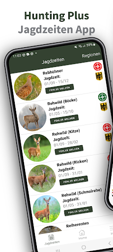 Android application Hunting Plus - Jagdzeiten App screenshort