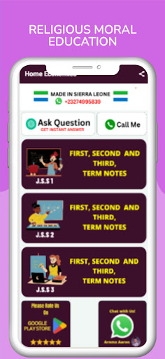 Android application Home Economics Notes J.S.S 1-3 screenshort