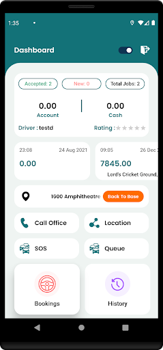 Android application Swanrider driver screenshort
