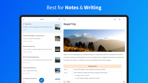 Screenshot of UpNote - notes, diary, journal