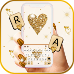 Cover Image of Download Gold Glitter Heart Keyboard Ba  APK
