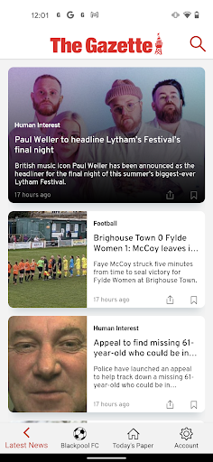 Android application Blackpool Gazette Newspaper screenshort
