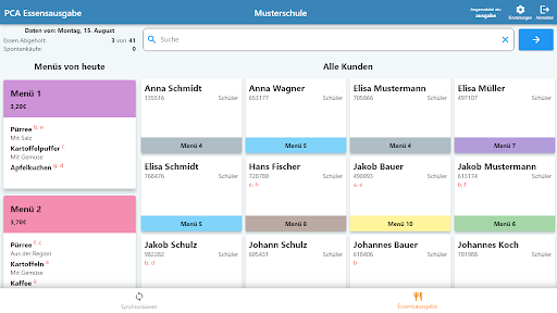 Android application PCA Essensausgabe screenshort