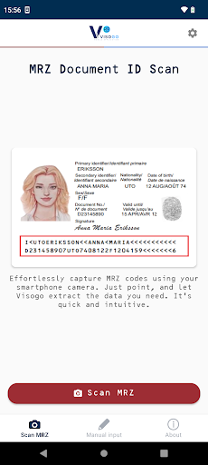 Android application VisoGo: eID authenticity (NFC) screenshort