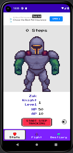 Android application Step2Fight screenshort