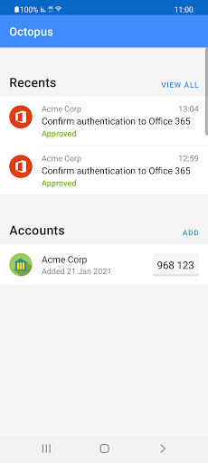 Android application Octopus Authenticator screenshort