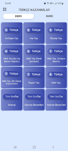 Android application Türkçe Kazanımlar screenshort