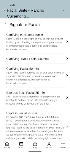 Facial Suite Screen 2