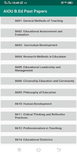 AIOU B.Ed Past Papers Screen 2