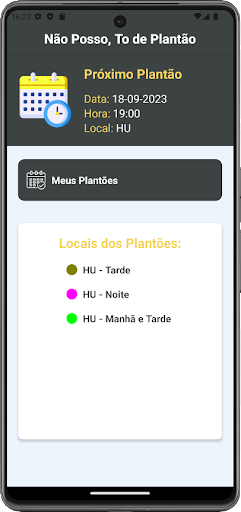 Android application Não Posso, Tô de Plantão screenshort