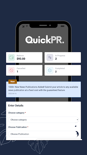 Android application QuickPR - PR Distribution screenshort