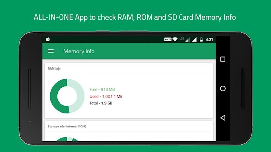 Memory Info (RAM, ROM Internal Ekran görüntüsü
