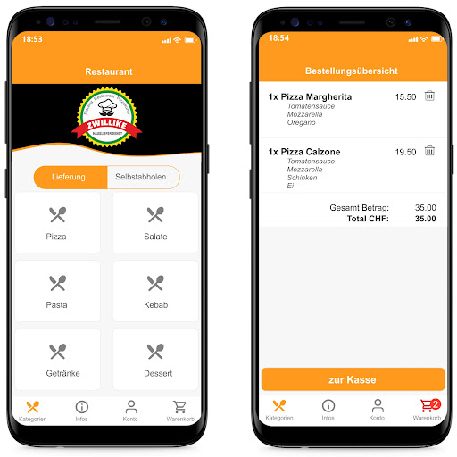 Android application Zwillike Restaurant Pizzeria screenshort