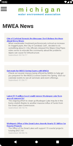 MWEA Mobile App Screen 2